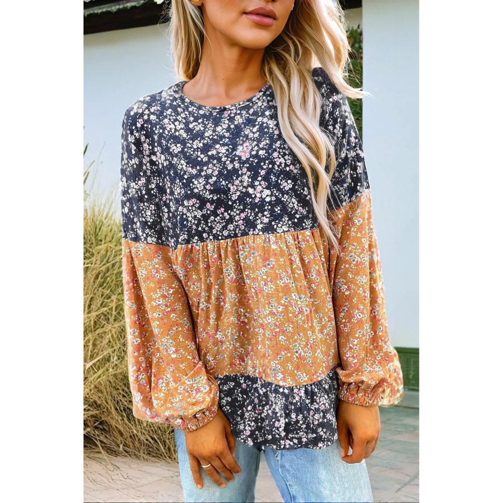 Sugar & Lace Womens Blue Floral Blouse