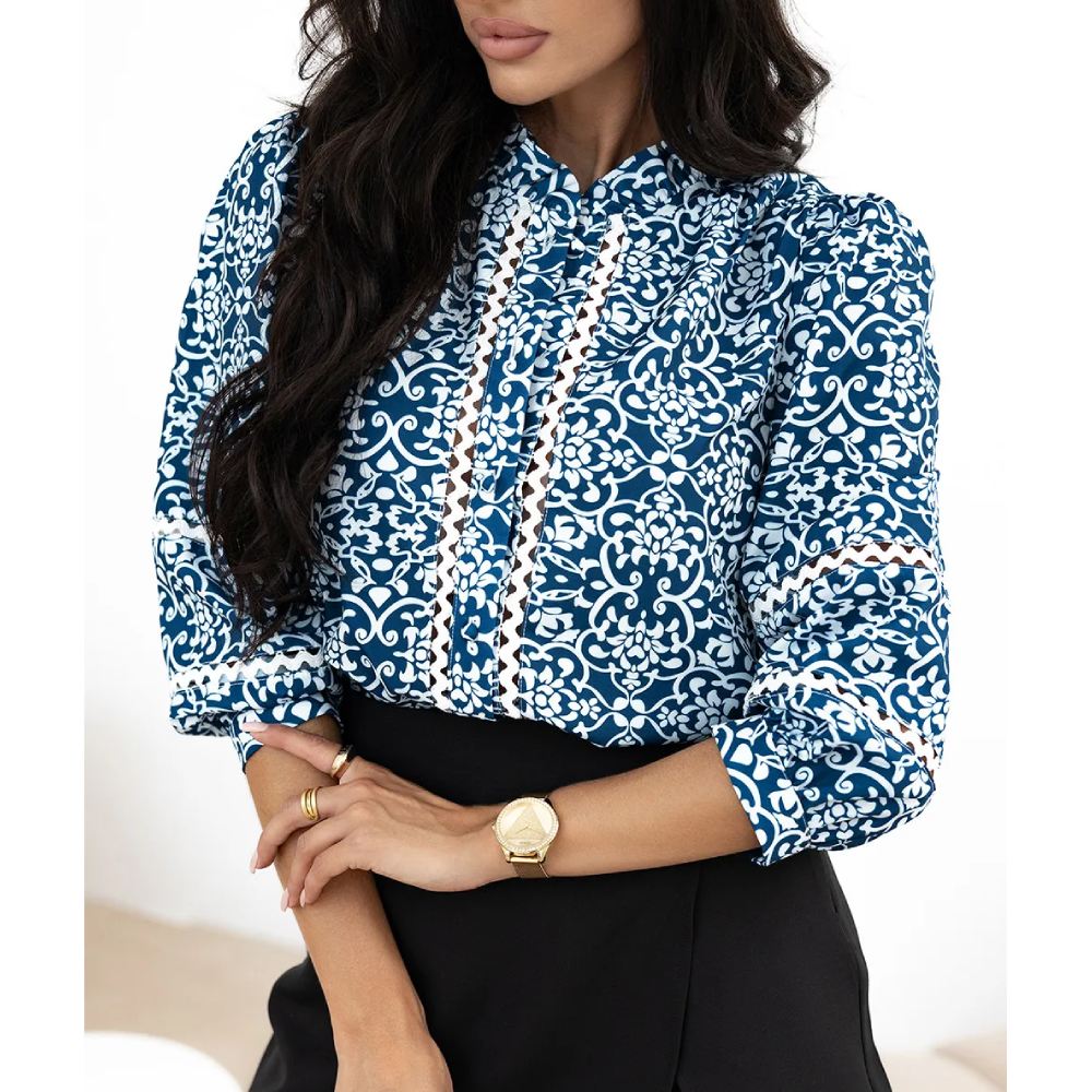 Sugar & Lace Womens Blue Floral Blouse