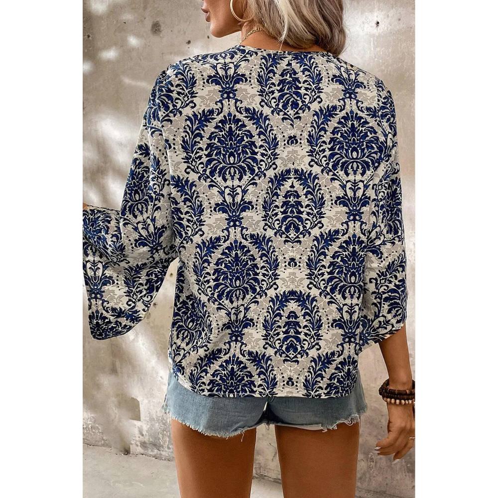 Sugar & Lace Womens Blue Vintage Flower Blouse