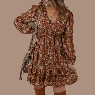 Sugar & Lace Womens Boho Floral Ruffled Dress