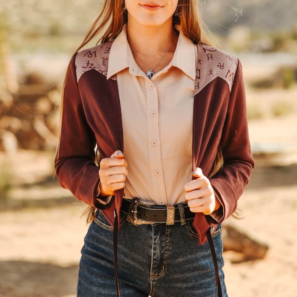 Sugar & Lace Womens Boot Stitch Front Tassel Jacket Burgundy - SLJO341-BURG