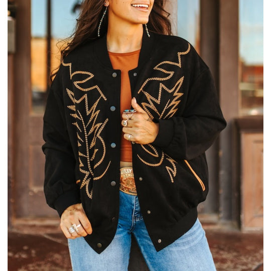 Sugar & Lace Womens Boot Stitching Jacket | Black Color Sugar & Lace Womens Boot Stitching Jacket | Black Color