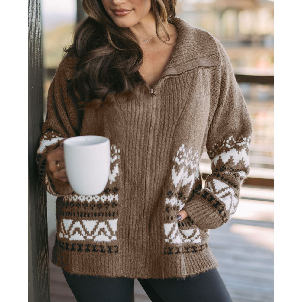 Sugar & Lace Womens Brown Western Cardigan