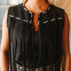Sugar & Lace Womens Buck-stitch Fringe Vest Black - SLV2094-BLK