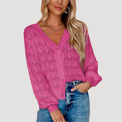 Sugar & Lace Womens Buttoned Crochet Cardigan Rose - SL271897-6