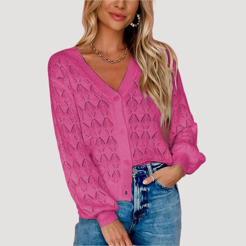 Sugar & Lace Womens Buttoned Crochet Cardigan Rose - SL271897-6