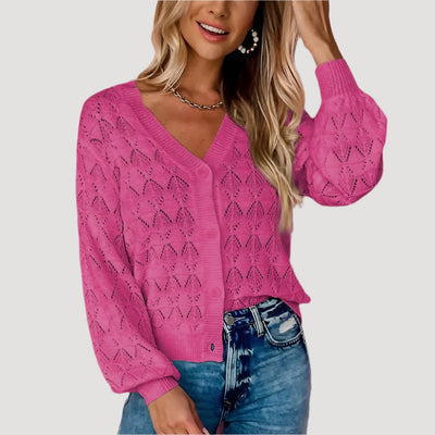 Sugar & Lace Womens Buttoned Crochet Cardigan Rose - SL271897-6