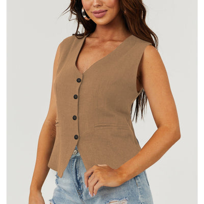 Sugar & Lace Womens Chestnut Suit Vest