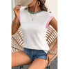 Sugar & Lace Womens Color Block Corded Knit Crew Neck Blouse White