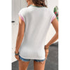 Sugar & Lace Womens Color Block Corded Knit Crew Neck Blouse White