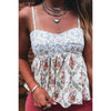 Sugar & Lace Womens Contrast Floral Spaghetti Straps Blouse White - SL25613781-P120