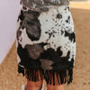 Sugar & Lace Womens Cowhide Fringe Studded Skirt Black - SLSK470-BLK