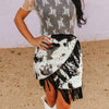 Sugar & Lace Womens Cowhide Fringe Studded Skirt Black - SLSK470-BLK
