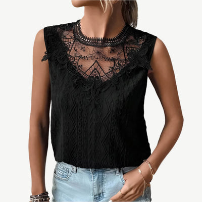 Sugar & Lace Womens Crochet Blouse Black