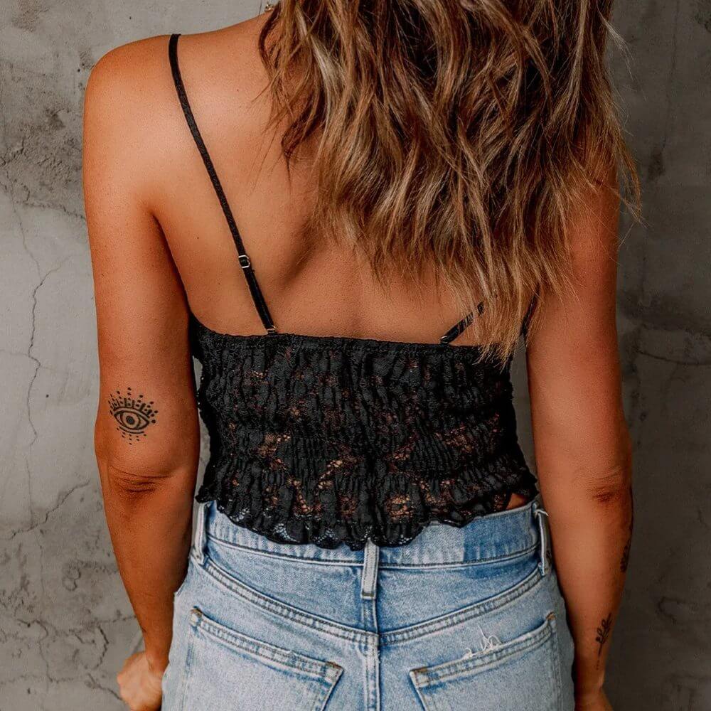 Sugar & Lace Womens Crochet Lace Bralette Black