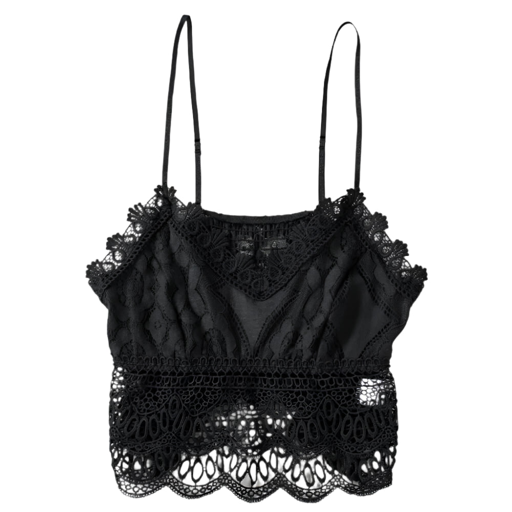 Sugar & Lace Womens Crochet Lace Bralette Black