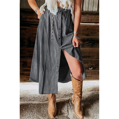 Sugar & Lace Womens Dark Grey Denim Skirt