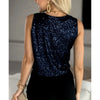 Sugar & Lace Womens Deep Blue Sequined Blouse