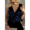 Sugar & Lace Womens Deep Blue Sequined Blouse