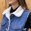 Sugar & Lace Womens Mid Wash Denim Vest