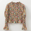 Sugar & Lace Womens Floral Bubble Sleeve Blouse