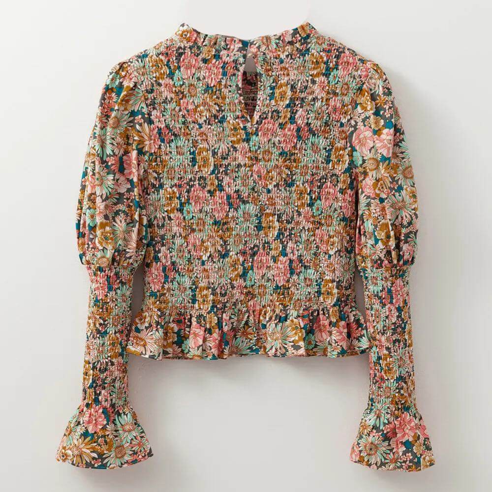 Sugar & Lace Womens Floral Bubble Sleeve Blouse