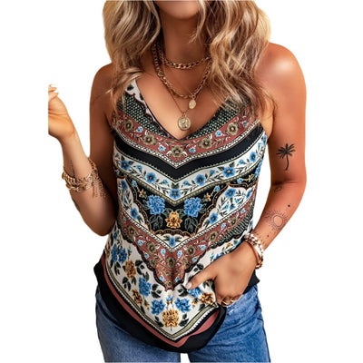 Sugar & Lace Womens Floral Chevron Pattern Tank Top