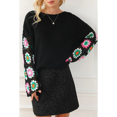 Sugar & Lace Womens Floral Crochet Sweater