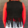Sugar & Lace Womens Floral Embroidered Fringe Vest Black - SLV2022-BLK