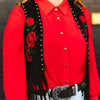 Sugar & Lace Womens Floral Embroidered Fringe Vest Black - SLV2022-BLK