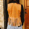 Sugar & Lace Womens Floral Embroidered Fringe Vest Camel - SLV2022-CML