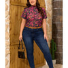 Sugar & Lace Womens Floral Mesh Blouse Rose - SL25136182-P620