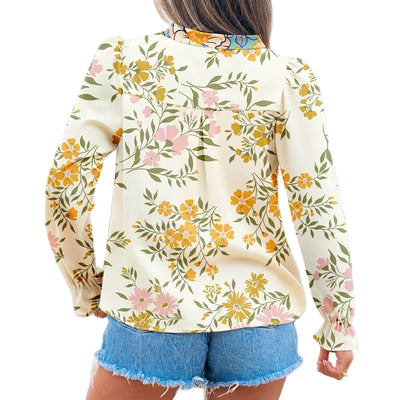 Sugar & Lace Womens Floral Print Ruffled Blouse
