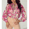 Sugar & Lace Womens Floral Print Ruffled Stitch Blouse