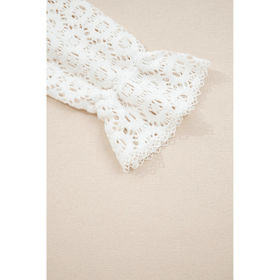 Sugar & Lace Womens Flower Lace V Neck Ruffled Sleeve Blouse Beige
