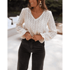 Sugar & Lace Womens Flower Lace V Neck Ruffled Sleeve Blouse Beige