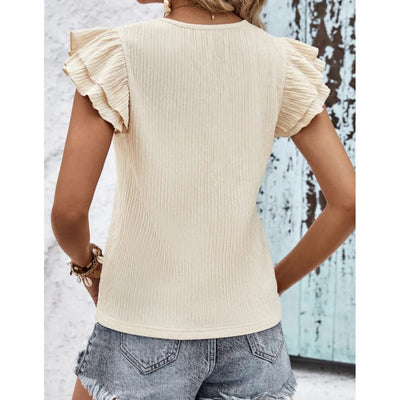 Sugar & Lace Womens Flutter Sleeve Blouse