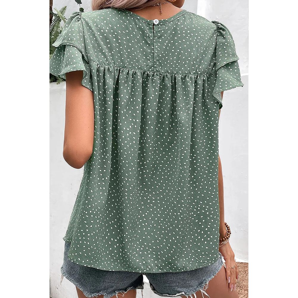 Sugar & Lace Womens Green Dotted Blouse