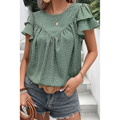 Sugar & Lace Womens Green Dotted Blouse