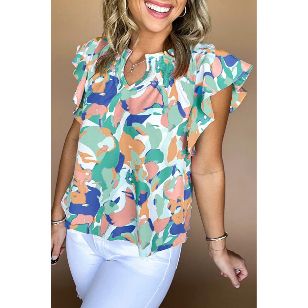 Sugar & Lace Womens Green Print Blouse