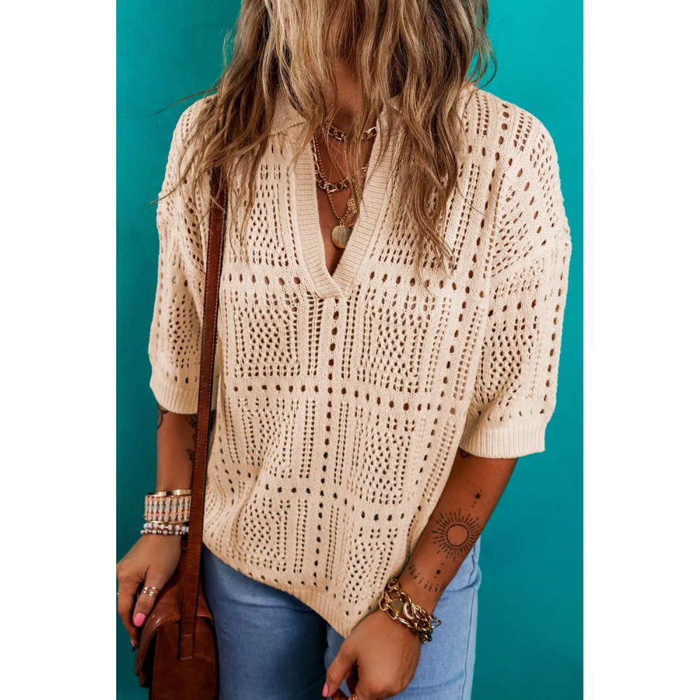 Sugar & Lace Womens Hollowed Knit Blouse