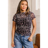 Sugar & Lace Womens Leopard Print Blouse Khaki - SL25230730-P1620