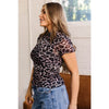 Sugar & Lace Womens Leopard Print Blouse Khaki - SL25230730-P1620