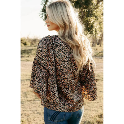 Sugar & Lace Womens Leopard Print Blouse