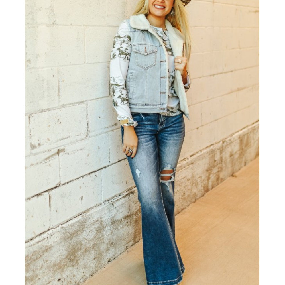 Sugar & Lace Womens Light Wash Denim Vest - SLJO159-LGTW