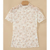 Sugar & Lace Womens Mock Neck Floral Blouse White - SL25136657-P120