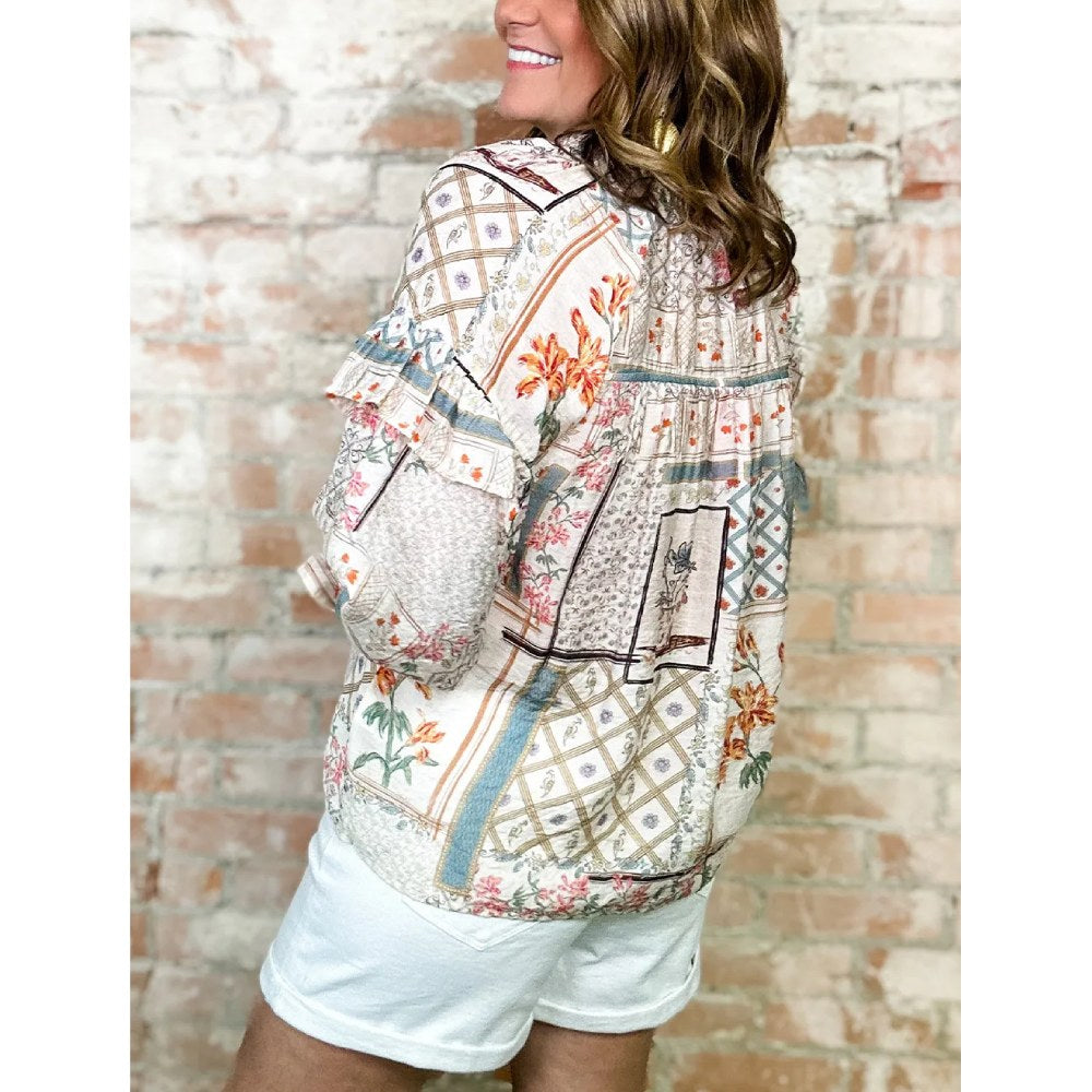 Sugar & Lace Womens Multicolor Boho Blouse