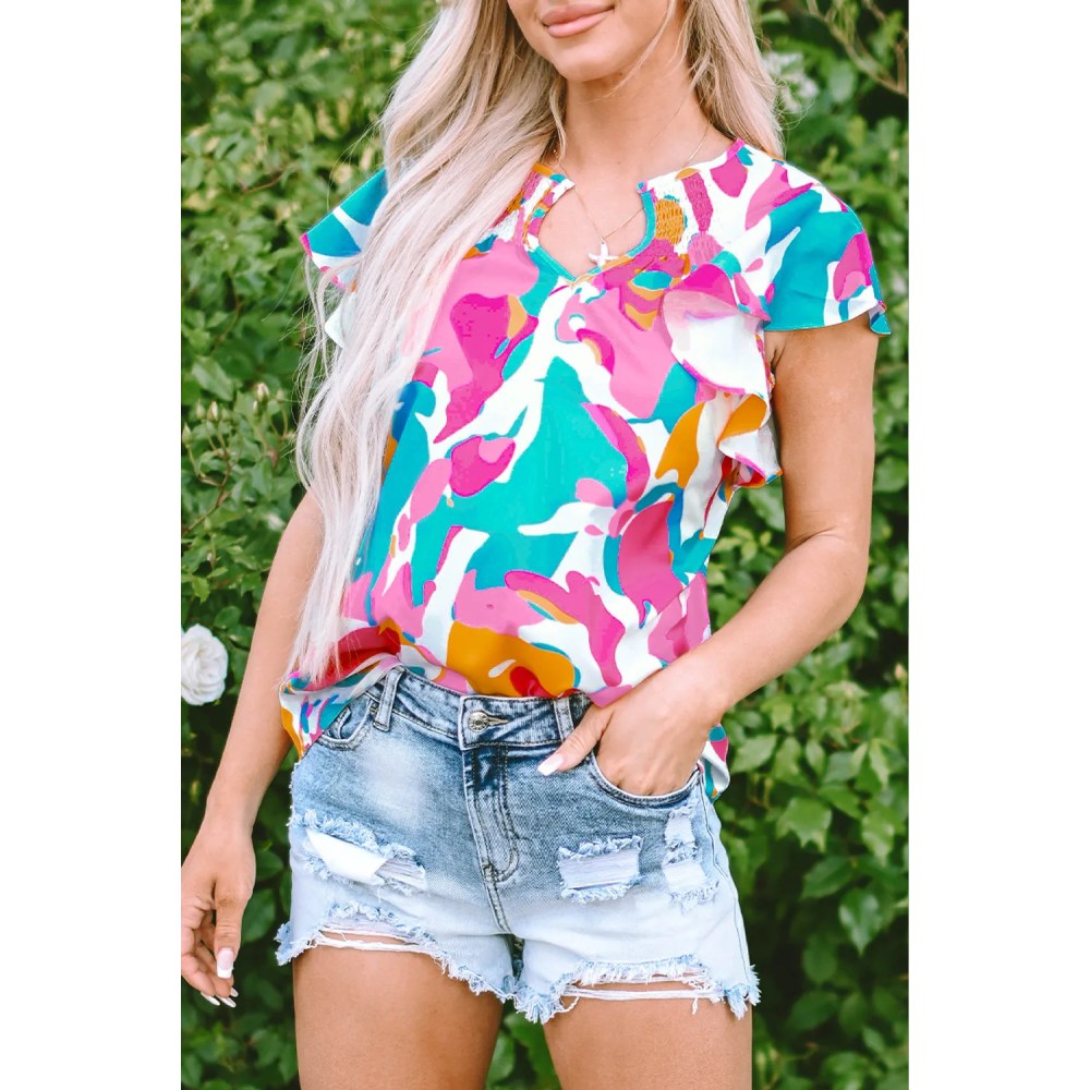 Sugar & Lace Womens Multicolor Print Blouse