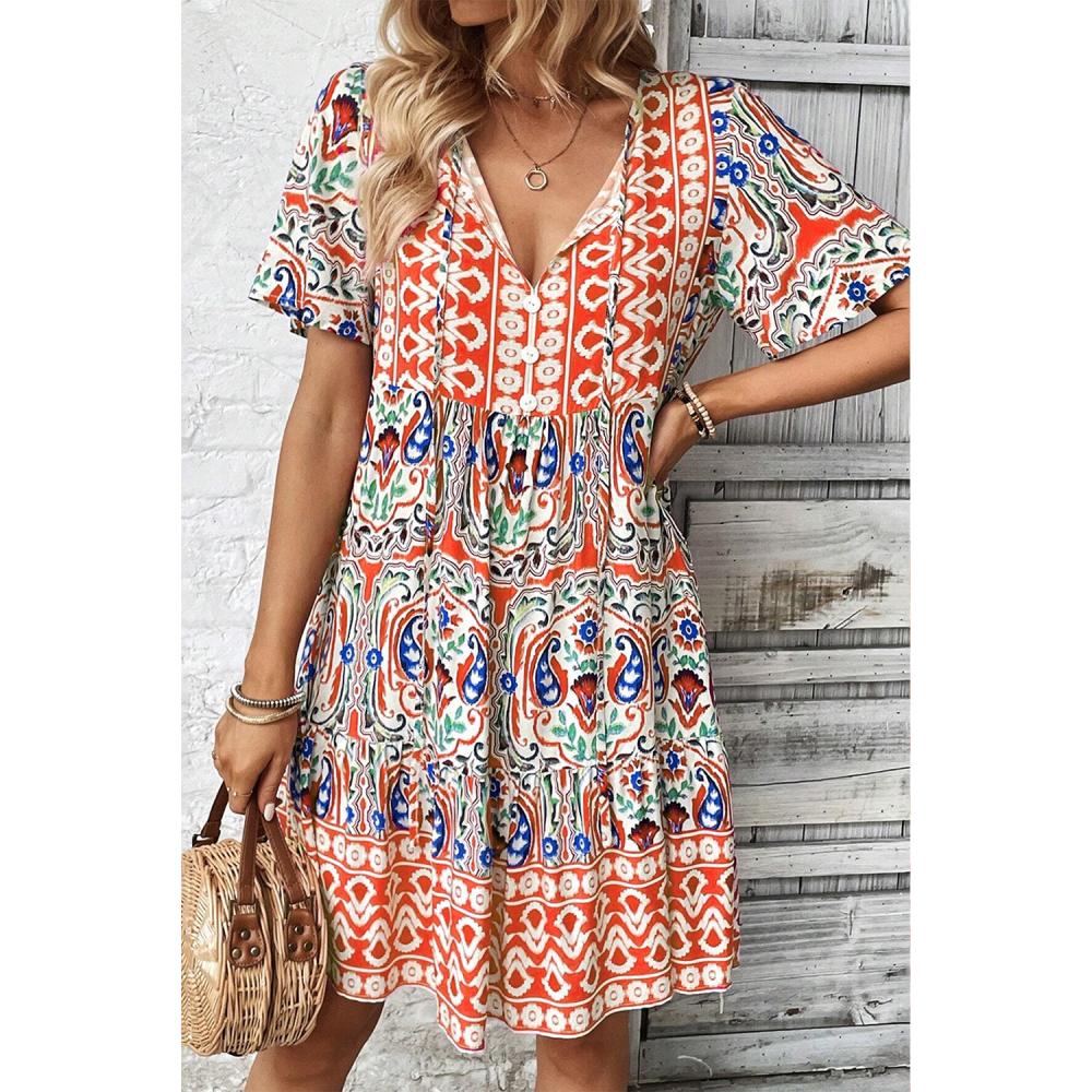 Sugar & Lace Womens Orange Bohemian Dress 