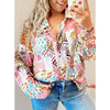 Sugar & Lace Womens Pink Abstract Colorful Blouse